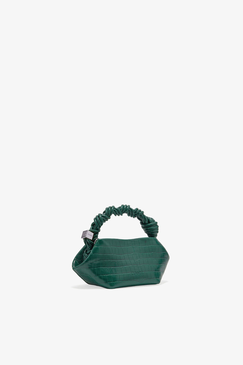 Ganni Pineneedle Green Croco Patent Mini Bou Bag