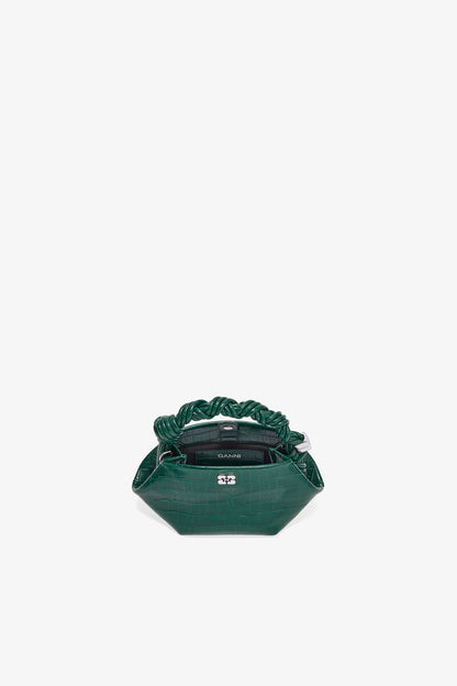 Ganni Pineneedle Green Croco Patent Mini Bou Bag