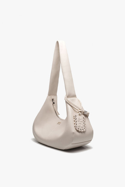 Ganni Egret Ivory Medium Hobo Bag