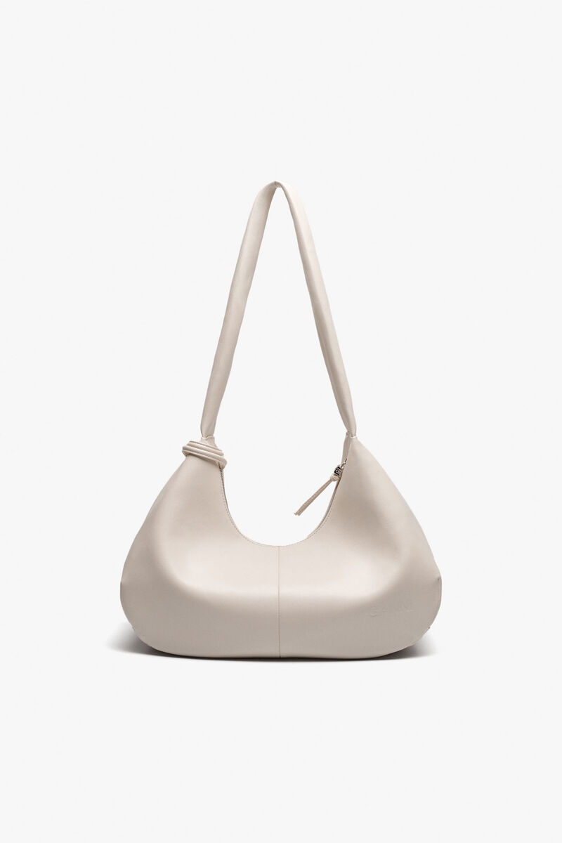 Ganni Egret Ivory Medium Hobo Bag