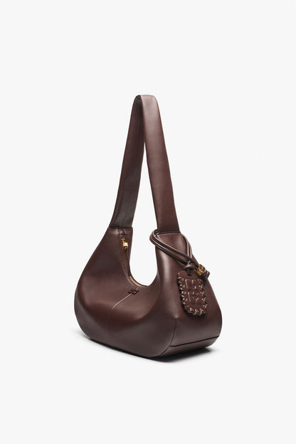 Ganni Seal Brown Medium Hobo Bag