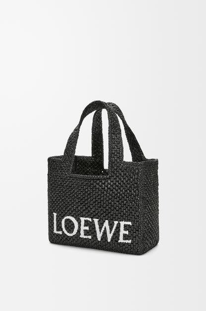 Loewe Small LOEWE Font tote in raffia