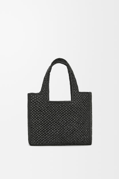Loewe Small LOEWE Font tote in raffia