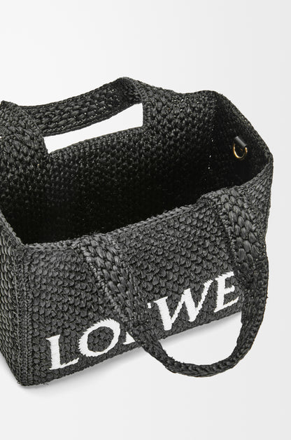 Loewe Small LOEWE Font tote in raffia