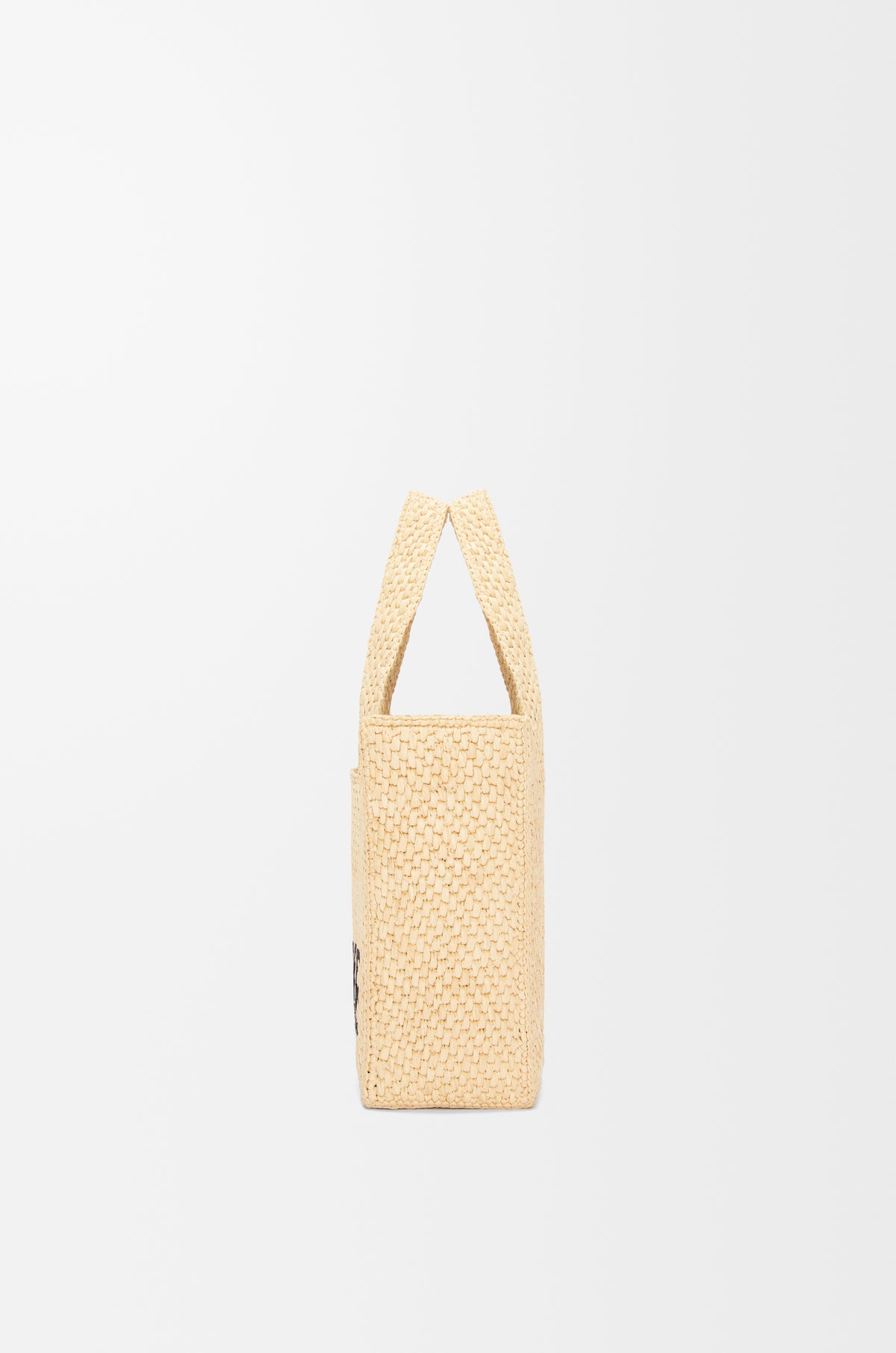 Loewe Small LOEWE Font tote in raffia