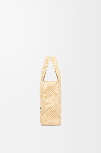 Loewe Small LOEWE Font tote in raffia