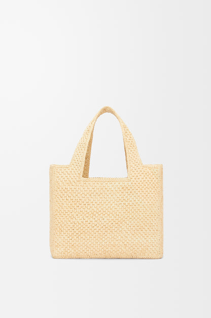 Loewe Small LOEWE Font tote in raffia