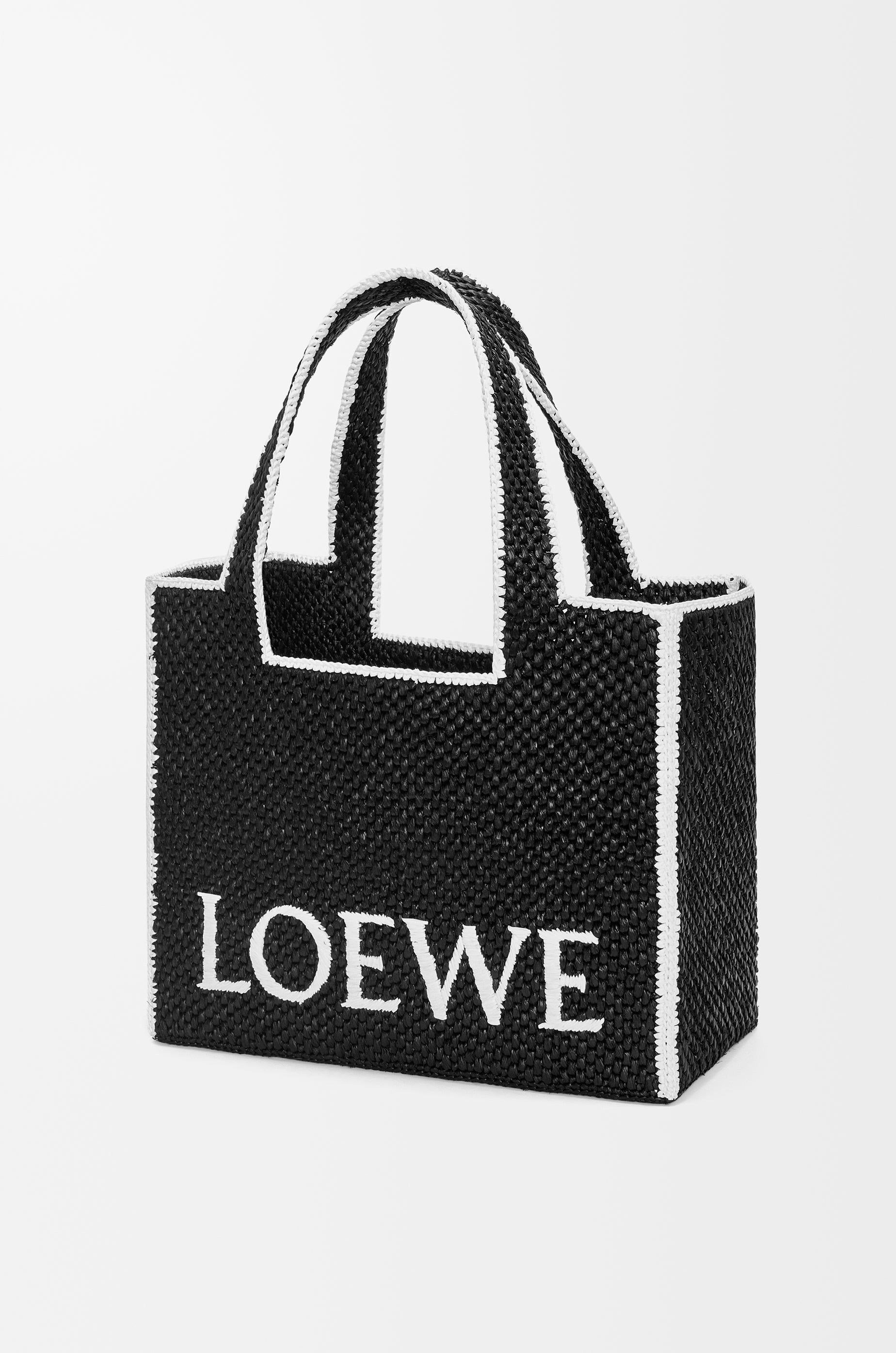 Loewe Large LOEWE Font Tote in raffia