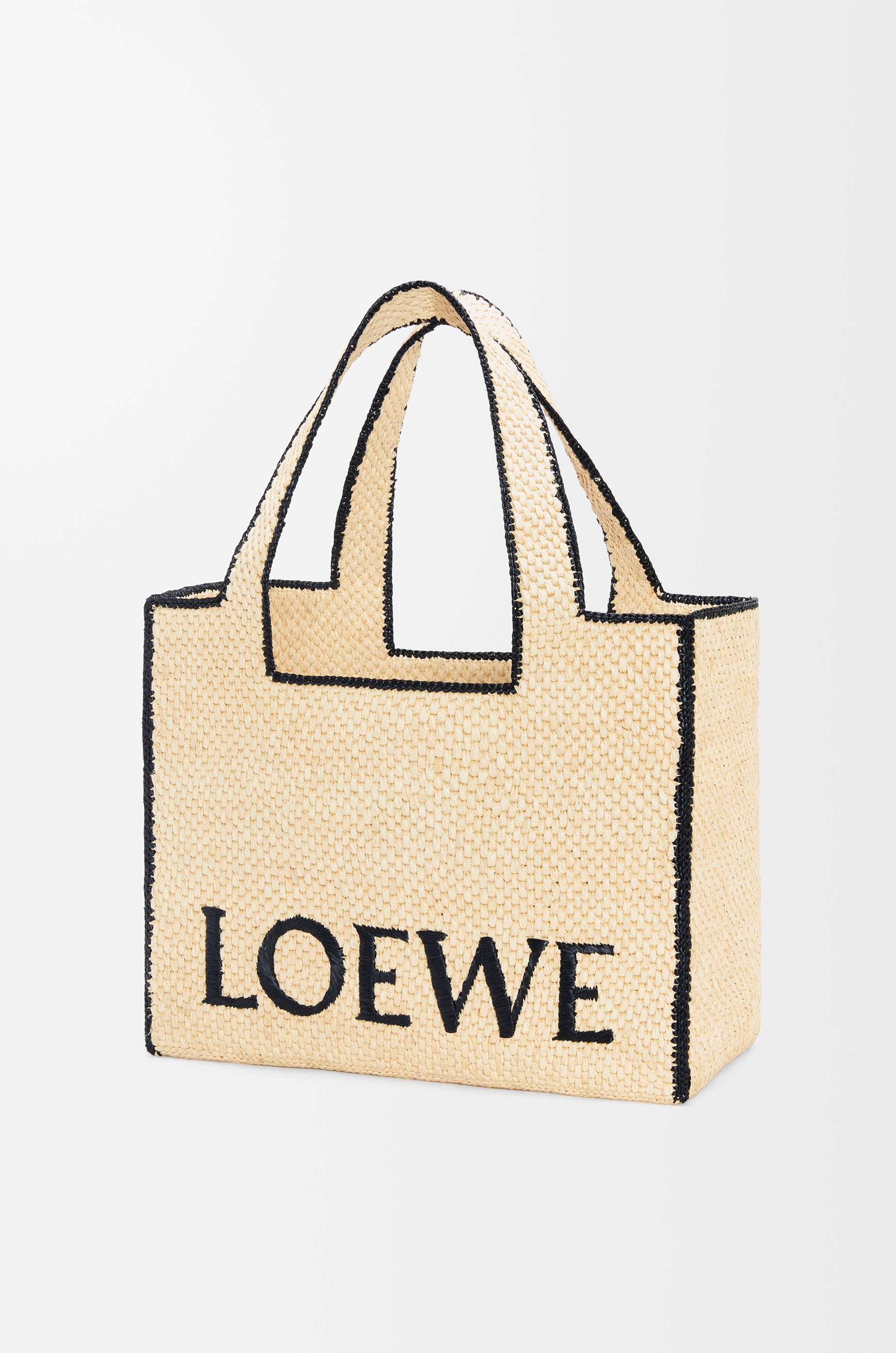 Loewe Large LOEWE Font tote in raffia