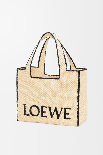 Loewe Large LOEWE Font tote in raffia