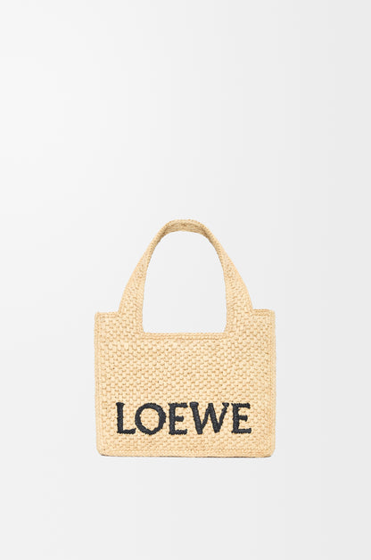Loewe Mini LOEWE Font tote in raffia