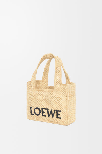 Loewe Mini LOEWE Font tote in raffia