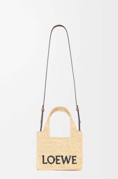 Loewe Mini LOEWE Font tote in raffia