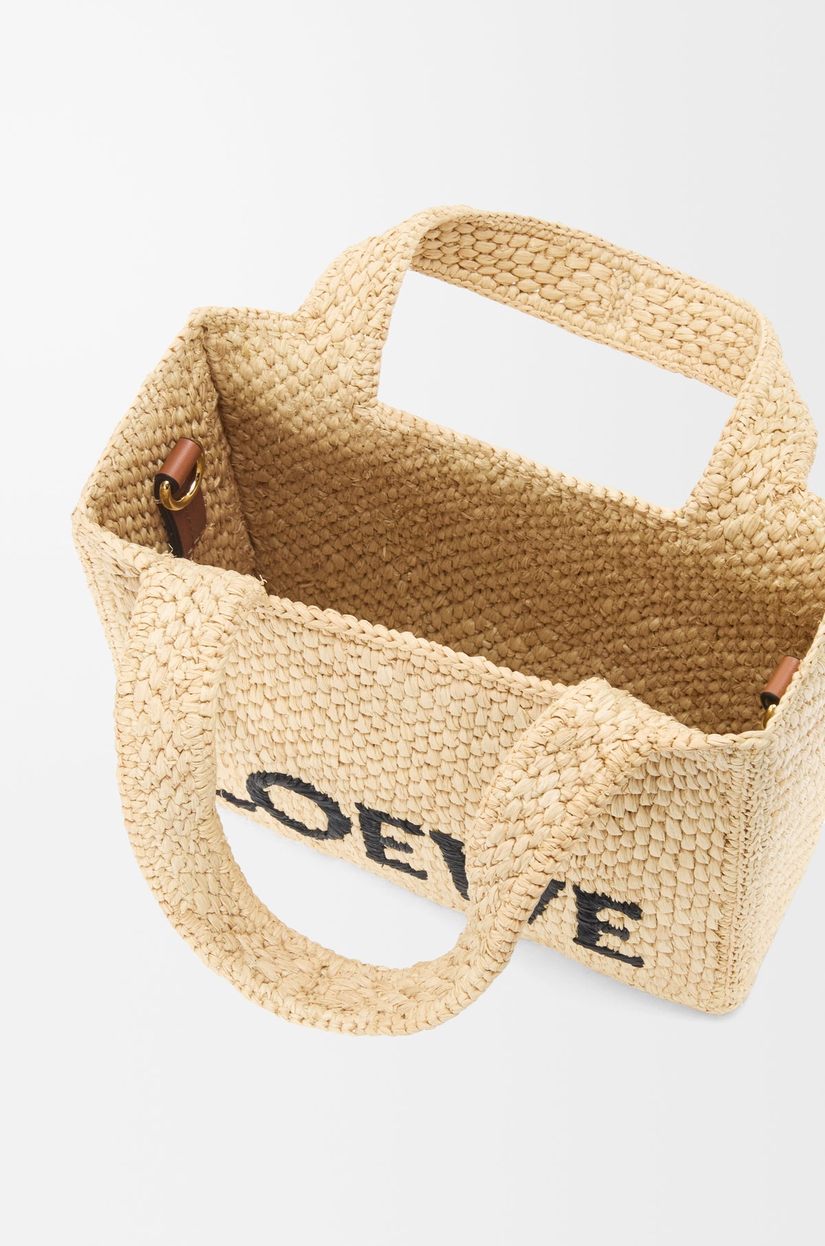 Loewe Mini LOEWE Font tote in raffia