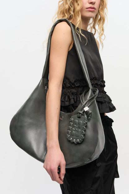 Ganni Steal Grey Steal Grey Medium Hobo Bag