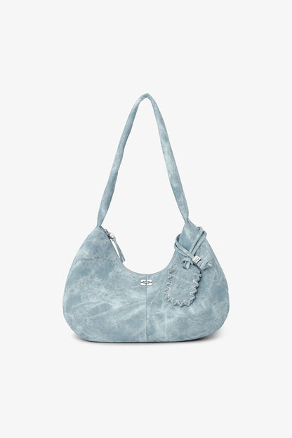Ganni Celestial Blue Bleached Medium Hobo Bag