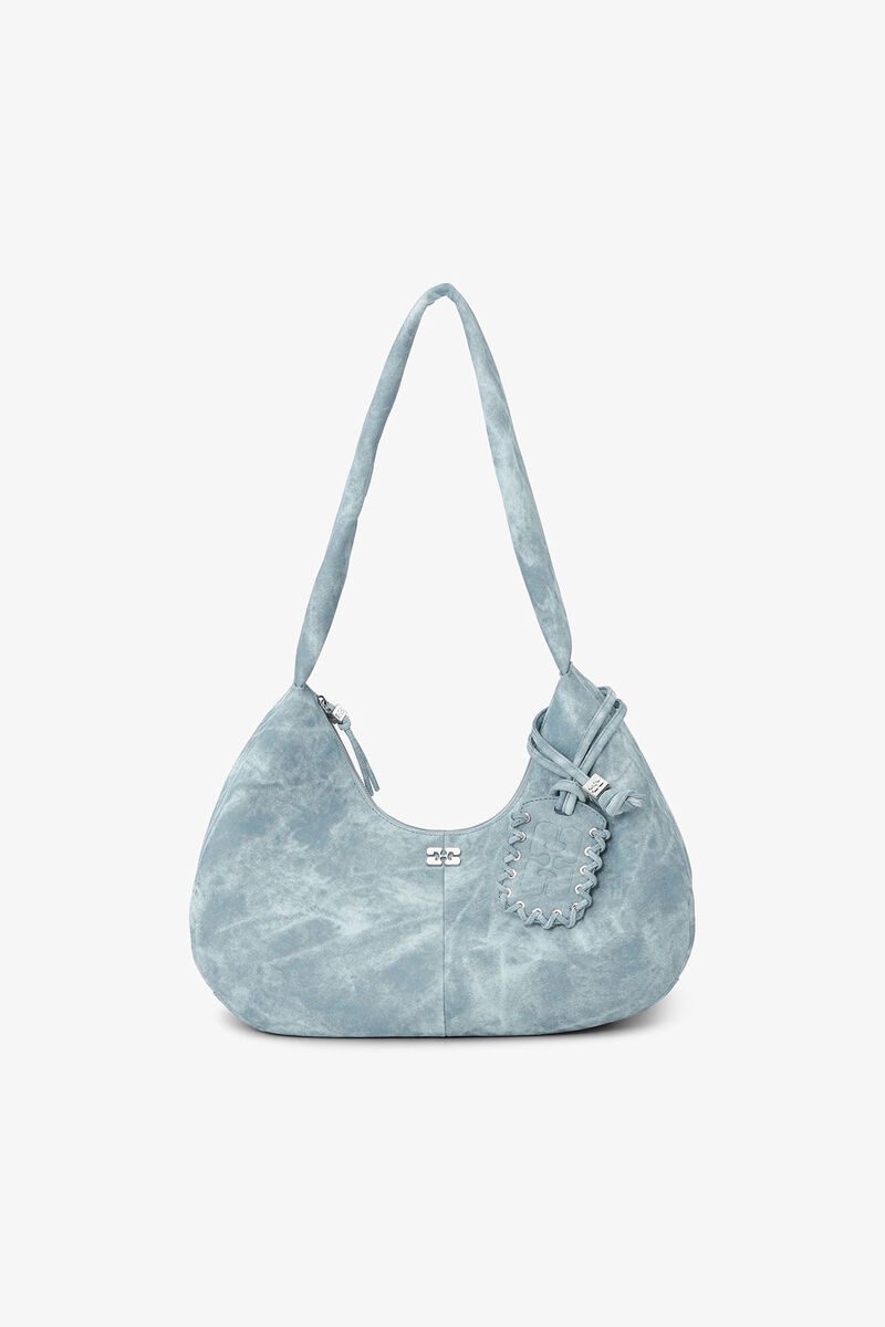 Ganni Celestial Blue Bleached Medium Hobo Bag