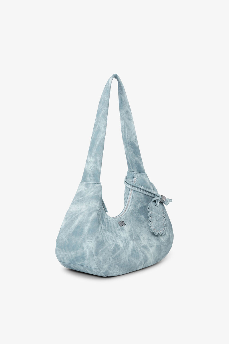 Ganni Celestial Blue Bleached Medium Hobo Bag