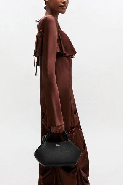 Ganni Black Grained Small Bou Bag
