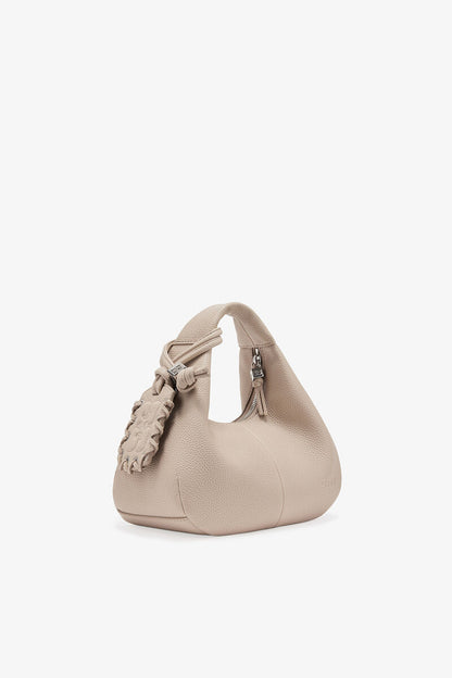 Ganni White Pepper Light Grey Mini Hobo Bag