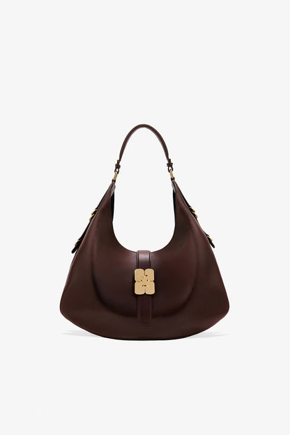 Ganni Chicory Coffee Brown Large Kat Bag