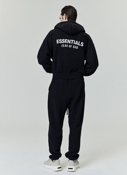 Essentials Classic Full Zip-Up Hoodie Jet Black