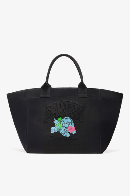 Ganni Phantom Black Puppy Xxl Tote