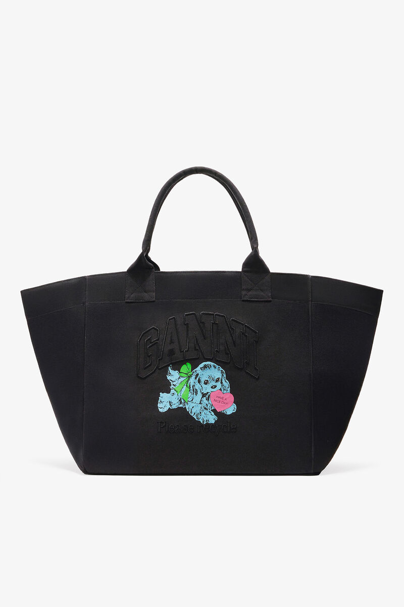 Ganni Phantom Black Puppy Xxl Tote