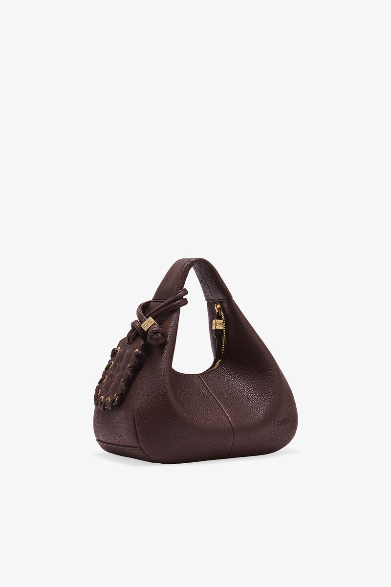 Ganni Chicory Coffee Brown Mini Hobo Bag