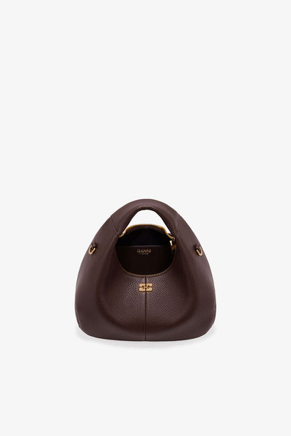 Ganni Chicory Coffee Brown Mini Hobo Bag