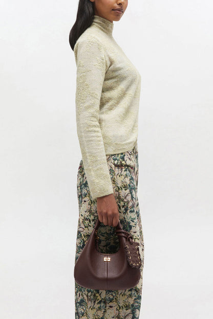 Ganni Chicory Coffee Brown Mini Hobo Bag