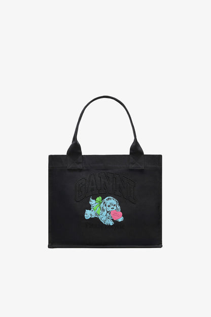 Ganni Phantom Black Puppy Large Tote