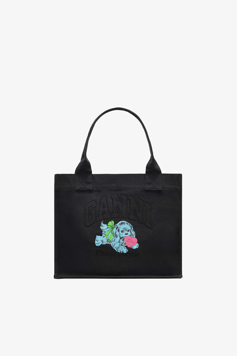 Ganni Phantom Black Puppy Large Tote