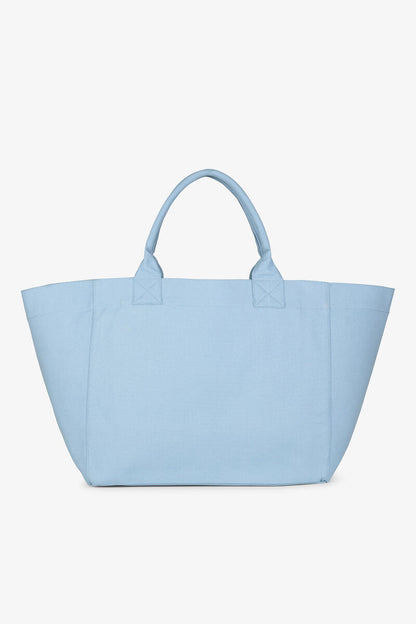Ganni Soft Chambray Blue Xxl Animal Print Tote