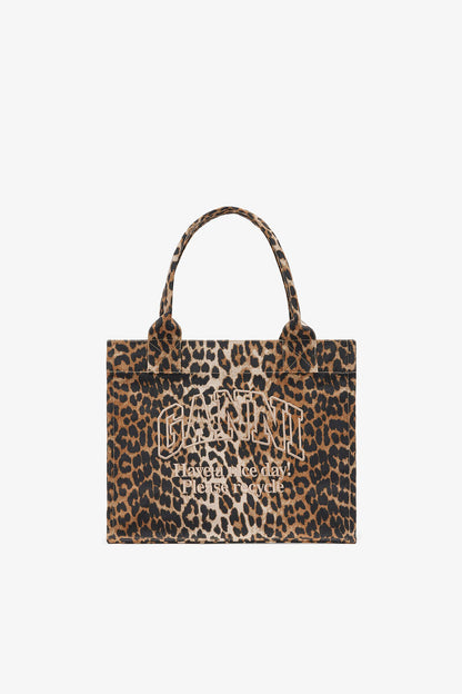 Ganni Leopard Large Canvas Tote Bag