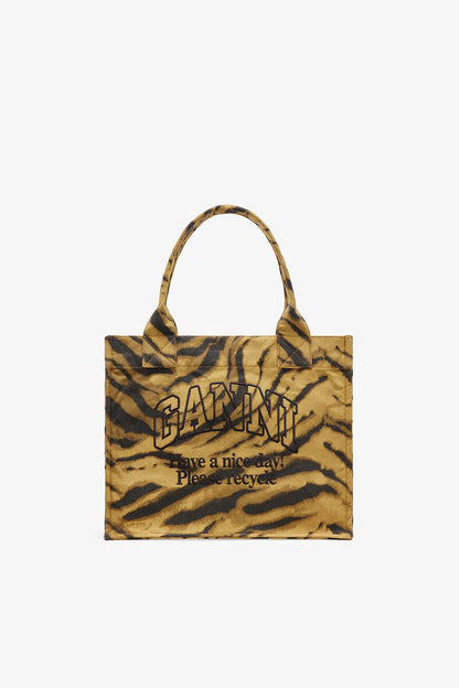 Ganni Khaki Zebra Print Large Tote