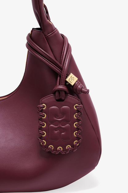 Ganni Burgundy Medium Laces Hobo Bag