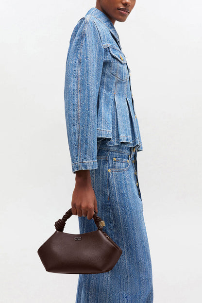 Ganni Chicory Coffee Brown Grained Small Bou Bag