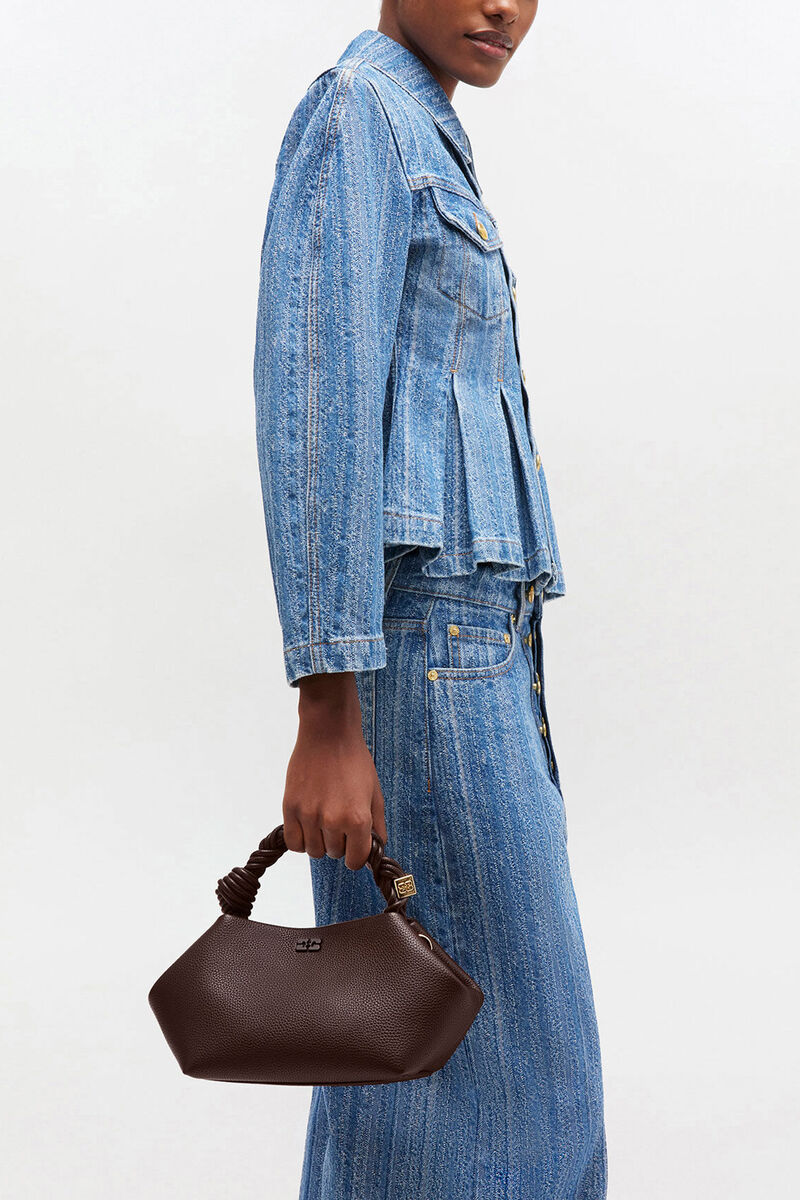 Ganni Chicory Coffee Brown Grained Small Bou Bag