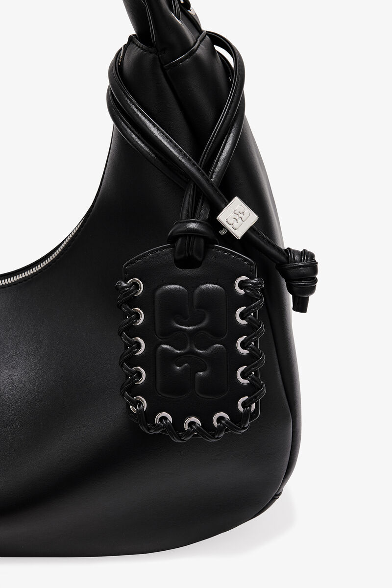 Ganni Black Medium Laces Hobo Bag
