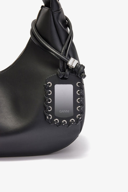 Ganni Black Medium Laces Hobo Bag
