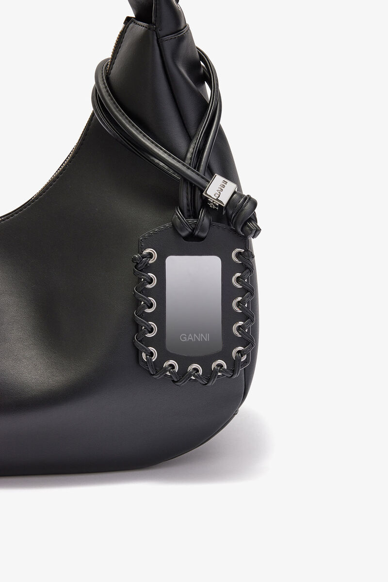 Ganni Black Medium Laces Hobo Bag