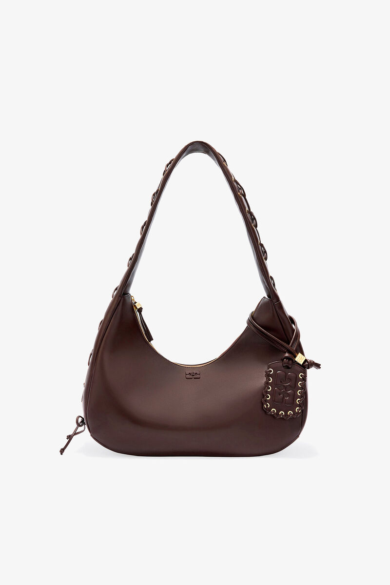 Ganni Chocolate Torte Brown Medium Laces Hobo Bag