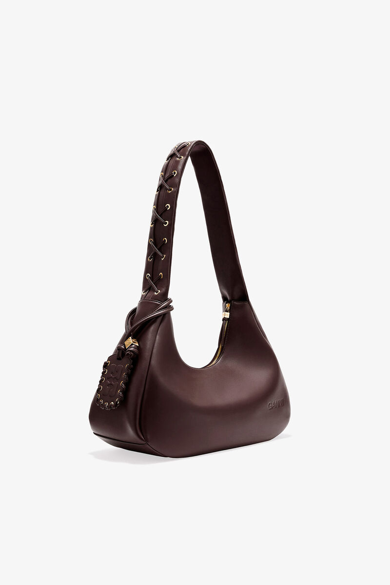Ganni Chocolate Torte Brown Medium Laces Hobo Bag