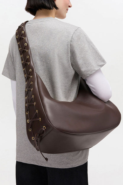 Ganni Chocolate Torte Brown Medium Laces Hobo Bag