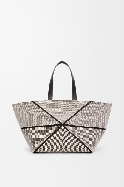 Loewe XXL Puzzle Fold tote in canvas jacquard and calfskin