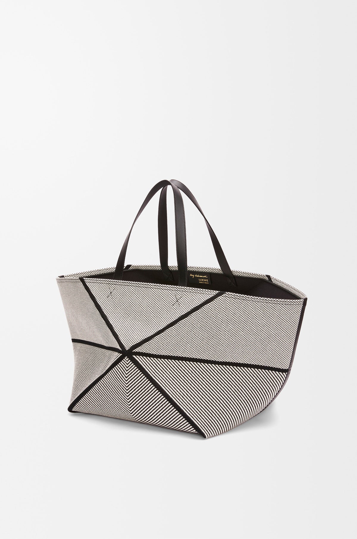Loewe XXL Puzzle Fold tote in canvas jacquard and calfskin
