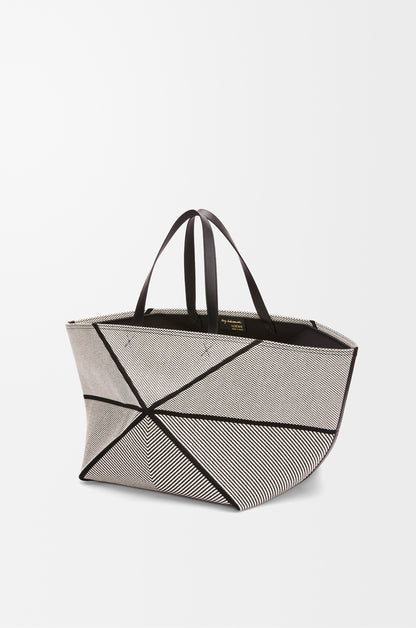 Loewe XXL Puzzle Fold tote in canvas jacquard and calfskin