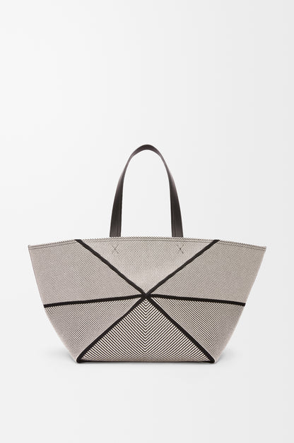 Loewe XXL Puzzle Fold tote in canvas jacquard and calfskin