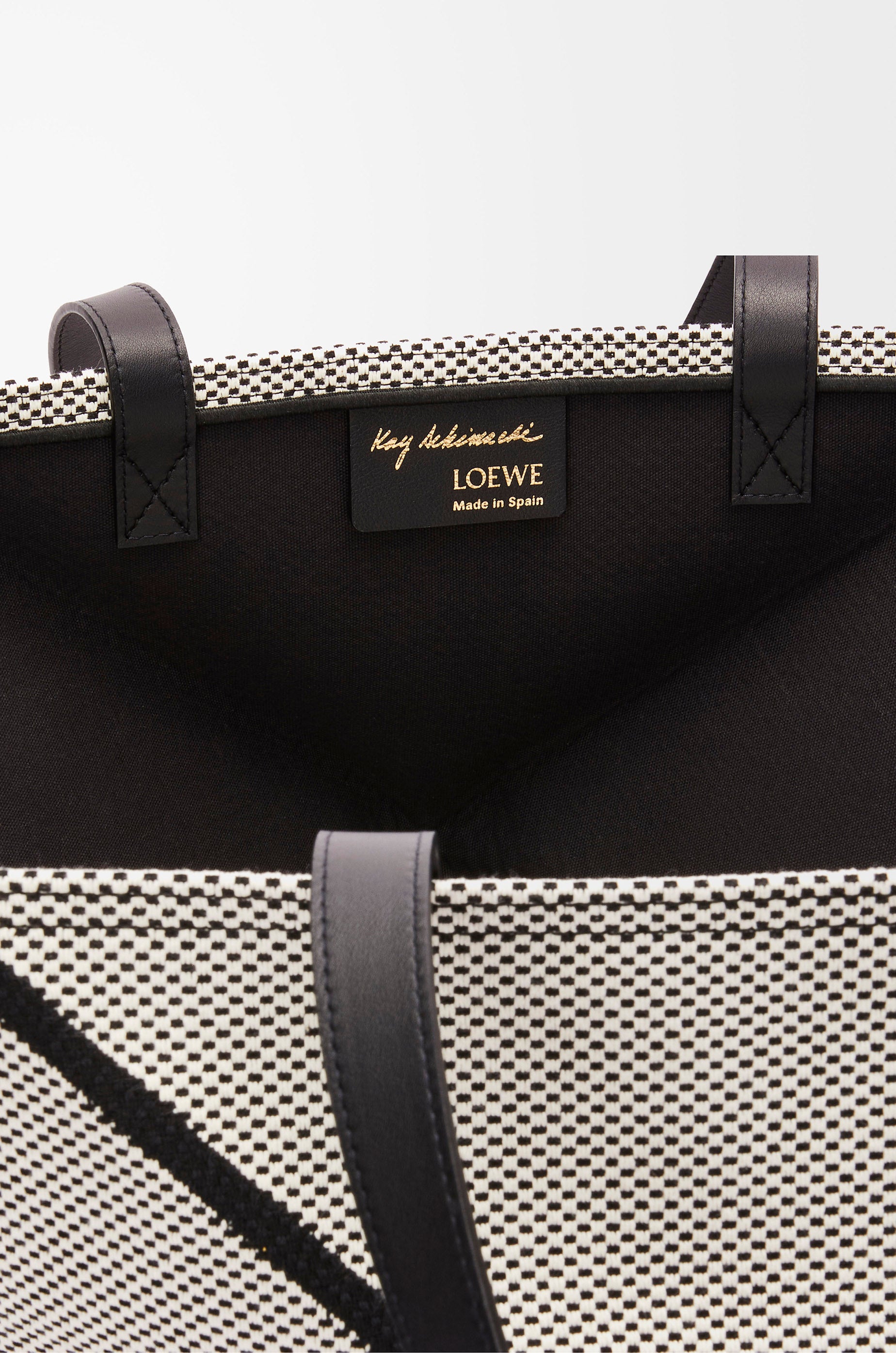 Loewe XXL Puzzle Fold tote in canvas jacquard and calfskin